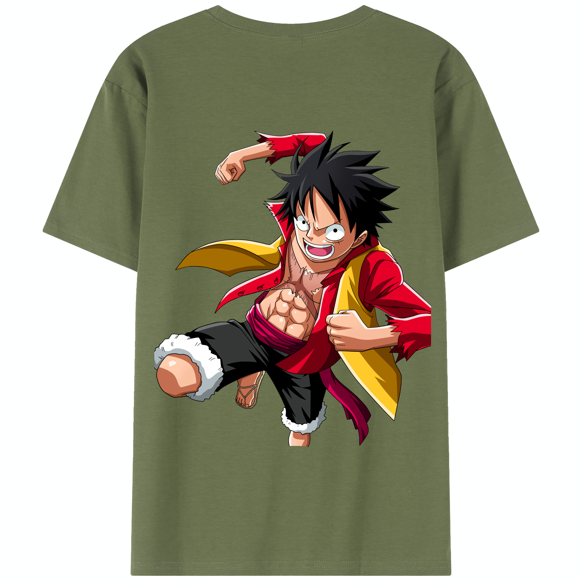 ワンピース モンキー・D・ルフィ ONE PIECE Monkey D. Luffy 綿100％半袖Tシャツ（背面プリント）
